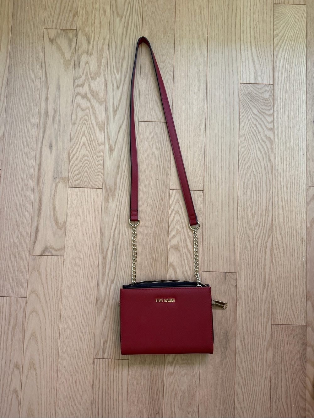 Steve Madden Burgundy Red Crossbody with Gold Chain Strap